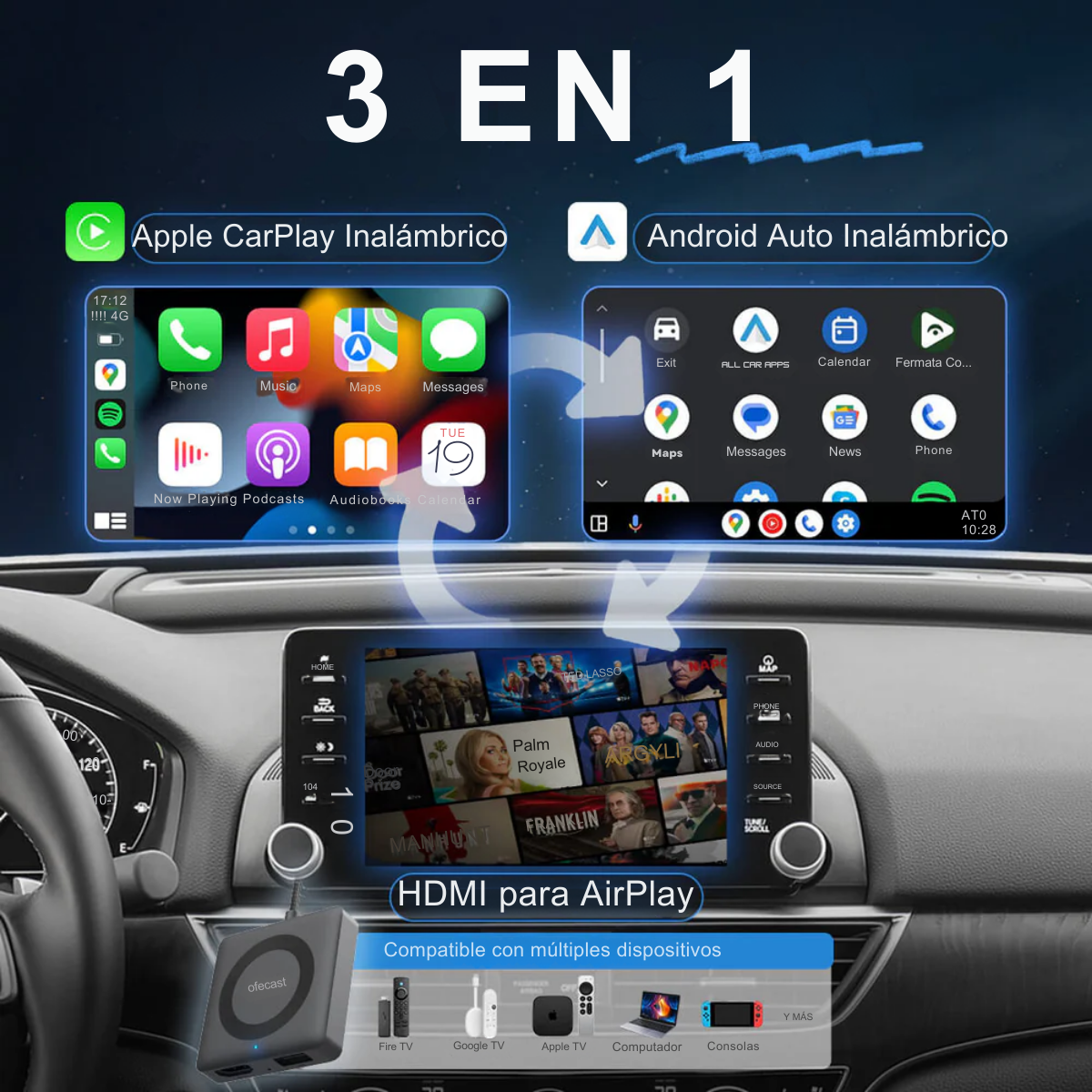 DriveCast™: Car Play + Android Auto + Screen Mirroring + HDMI